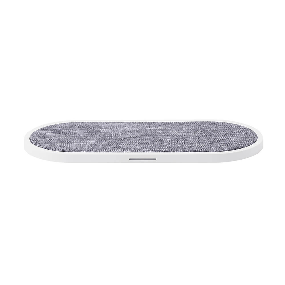 Trådlös Dual QI Laddare USB-C Ansl. 2x10W Vit med Grå Textil