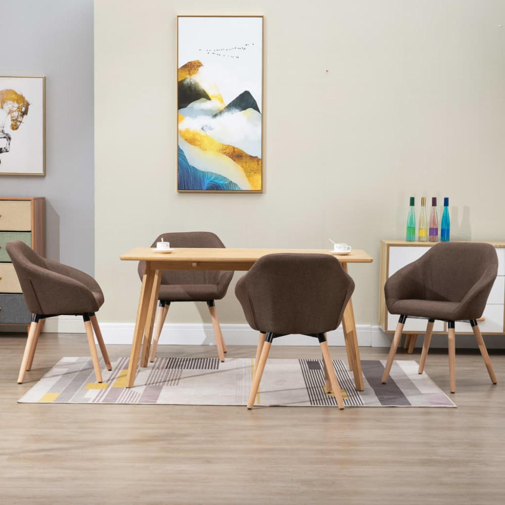 Snurrbara matstolar 4 st brun tyg