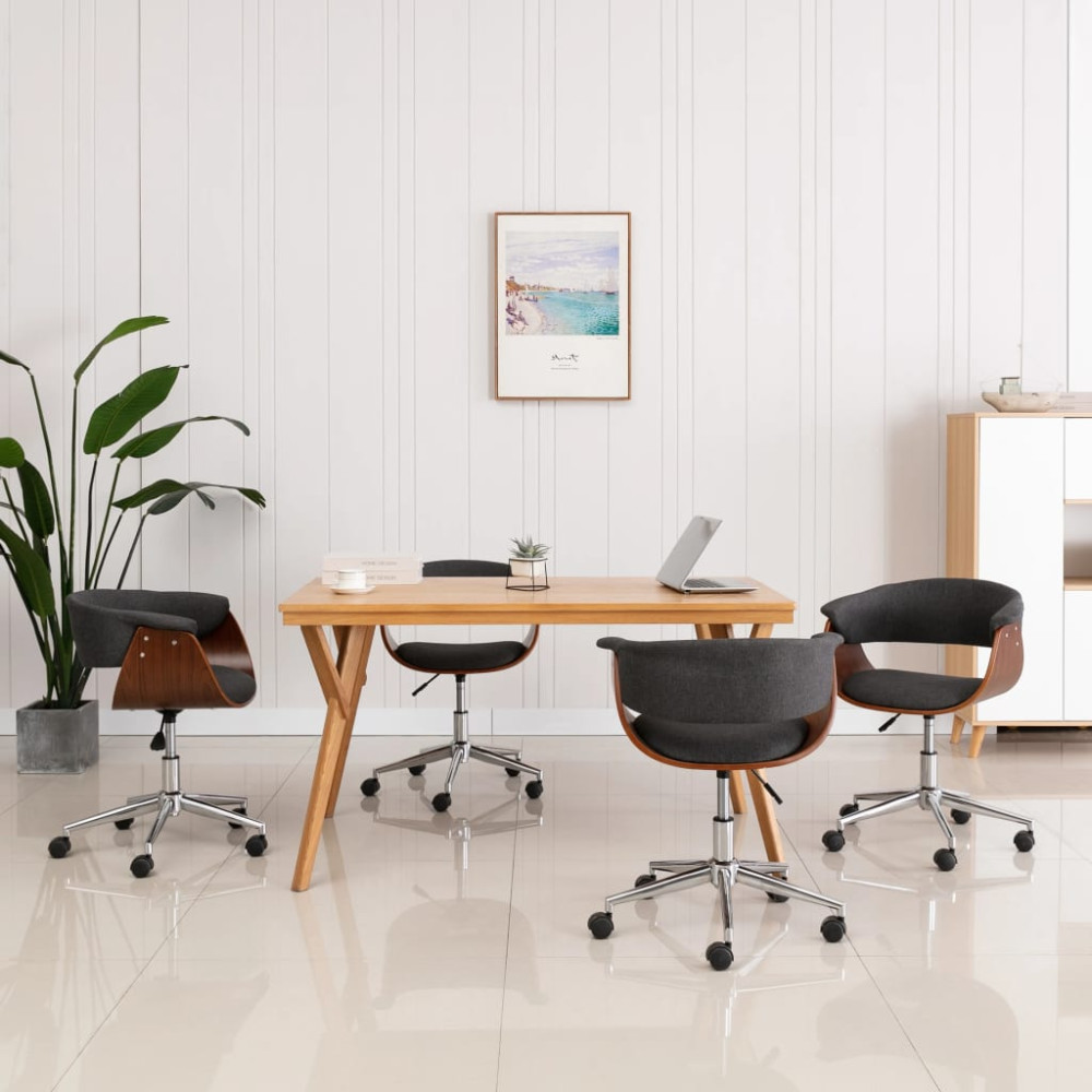 Snurrbara matstolar 4 st grå tyg