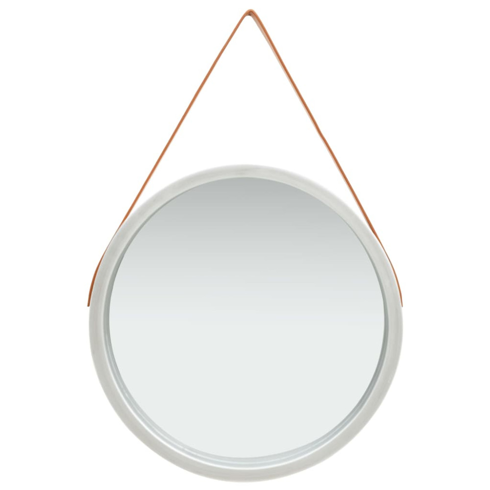 Väggspegel med rem 60 cm silver