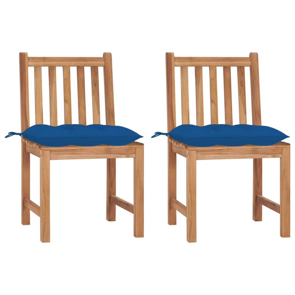 Trädgårdsstolar 2 st med dynor massiv teak