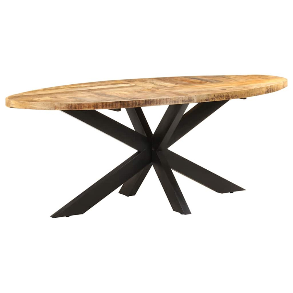 Matbord ovalt 200x100x75 cm grovt mangoträ