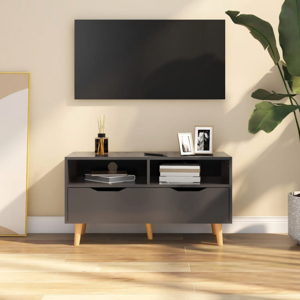 Tv-bänk grå 90x40x48,5 cm konstruerat trä