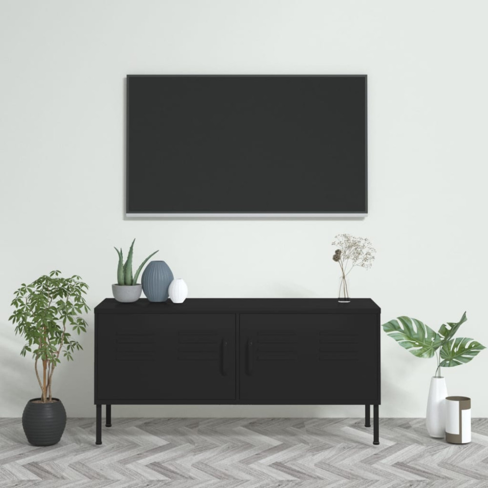 Tv-bänk svart 105x35x50 cm stål
